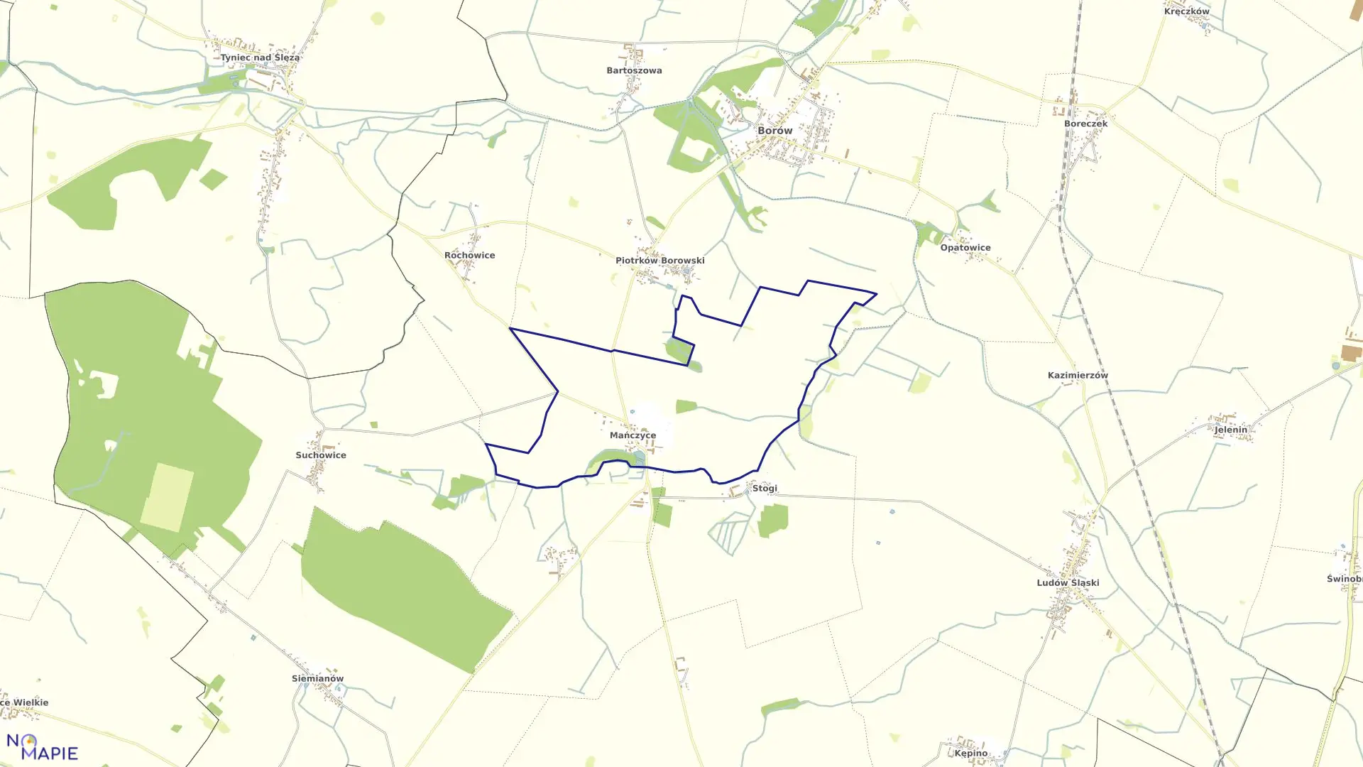 Mapa obrębu MAŃCZYCE w gminie Borów