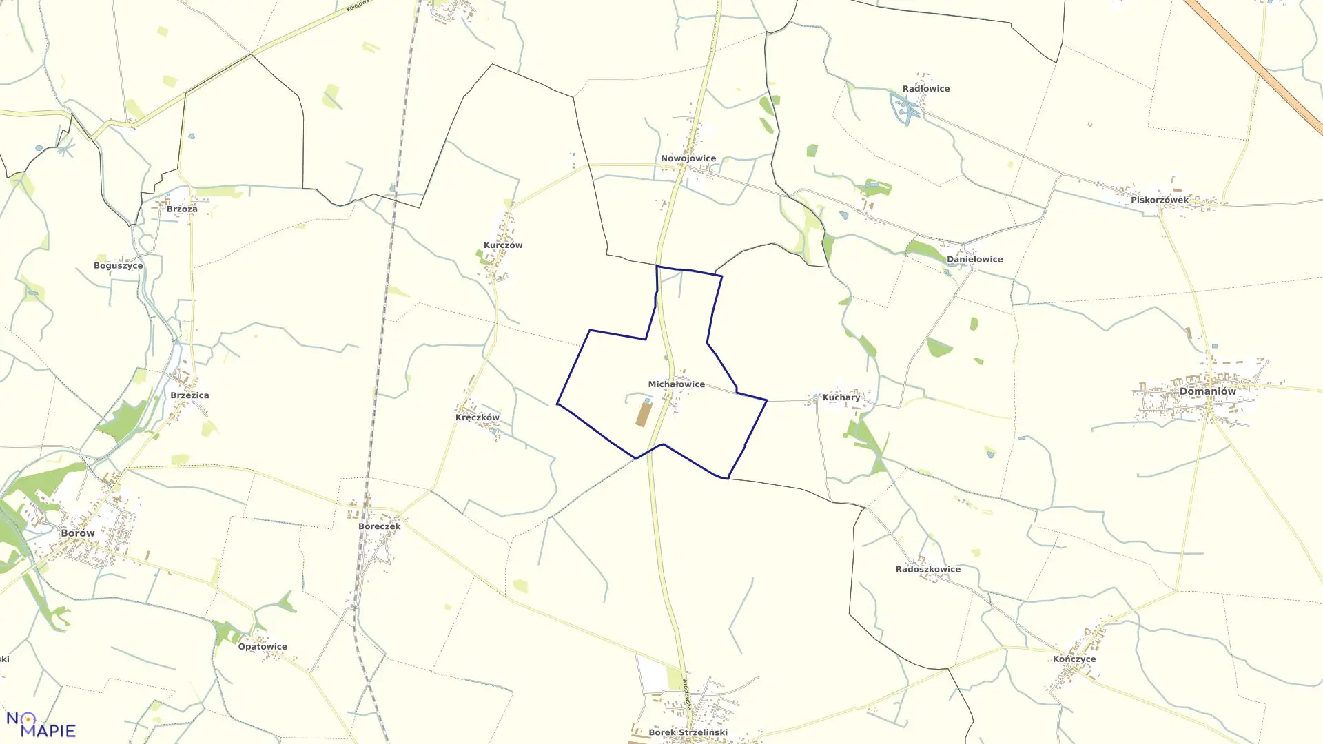 Mapa obrębu MICHAŁOWICE w gminie Borów