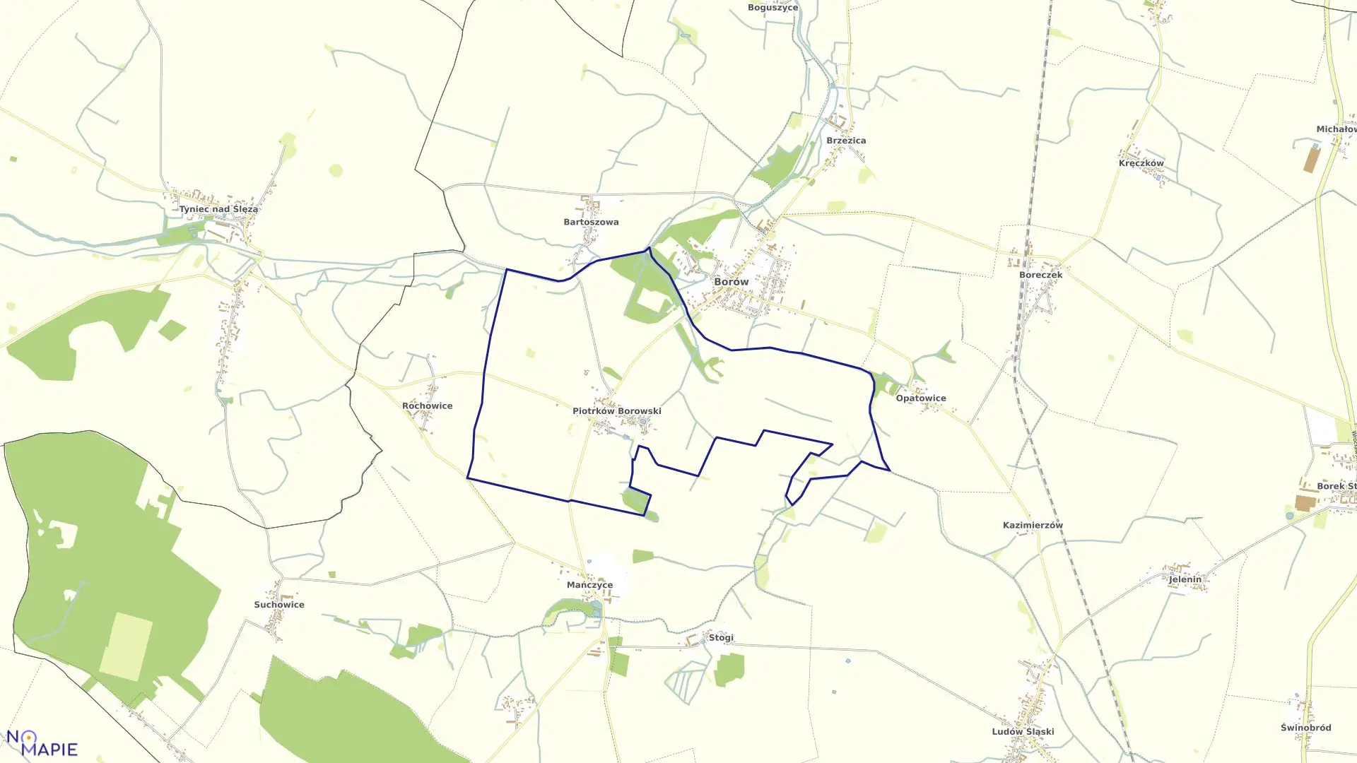 Mapa obrębu PIOTRKÓW BOROWSKI w gminie Borów